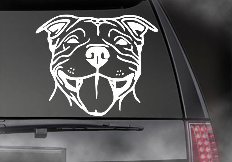 Bully Decal - Staffy Pit Bull Car/Truck/Window Dog Sticker! 7" Choice of Colors