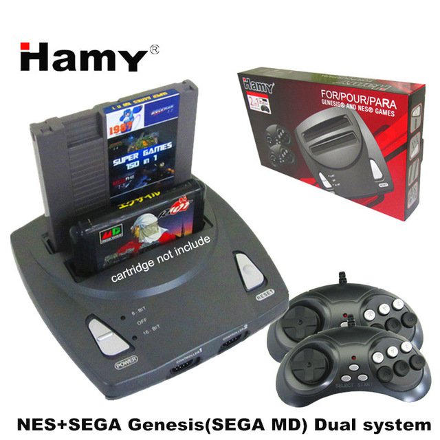 HAMY Top quality NES+SEGA Genesis/MD compact 2in1dual system console