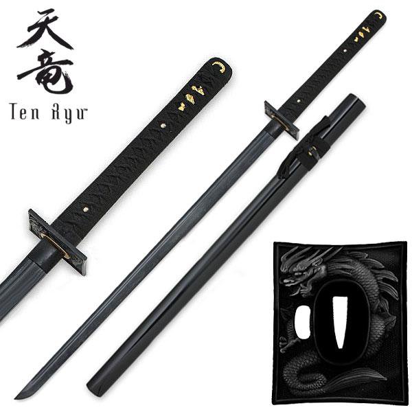 Japanese Knight Black Cord Damascus Ninja Sword