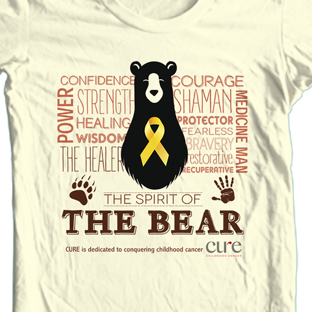 Size: Medium / The Bear t-shirt benefiting CURE Childhood Cancer Color: Tan