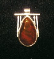 Handcrafted Petrified Wood and Fine Silver Cabochon Pendant