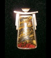Handcrafted Silkstone and Fine Silver Cabochon Pendant