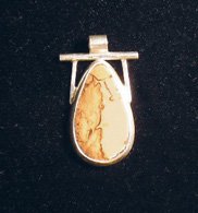 Handcrafted Pink Jasper and Fine Silver Cabochon Pendant