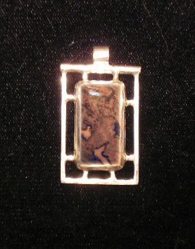 Handcrafted Fine silver & sterling silver pink jasper cabochon pendant