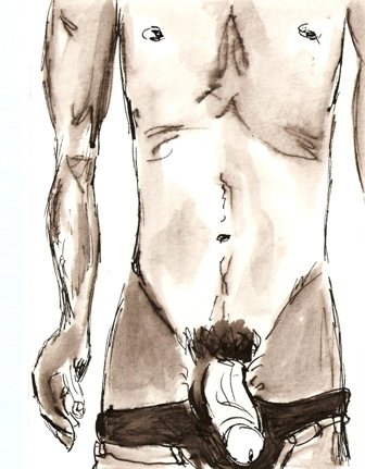 Pants Down - Original Pen & Ink Drawing