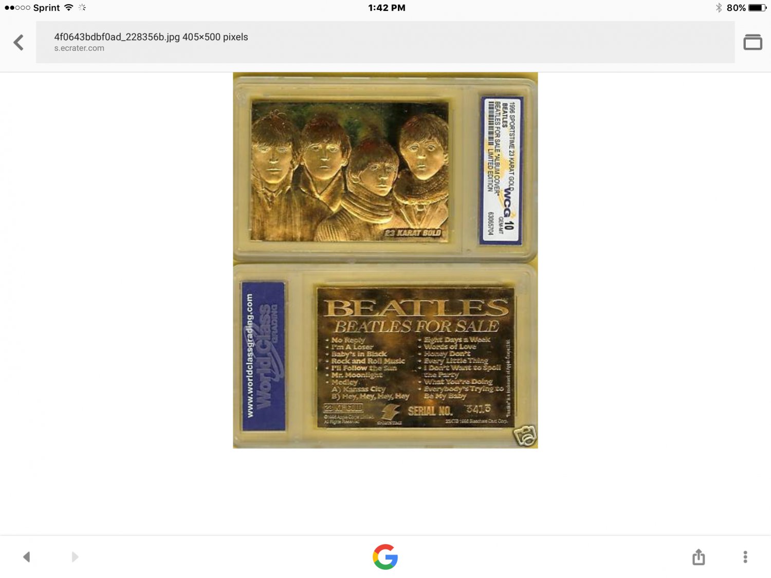 Beatles for sale album 23k got ld mint 10
