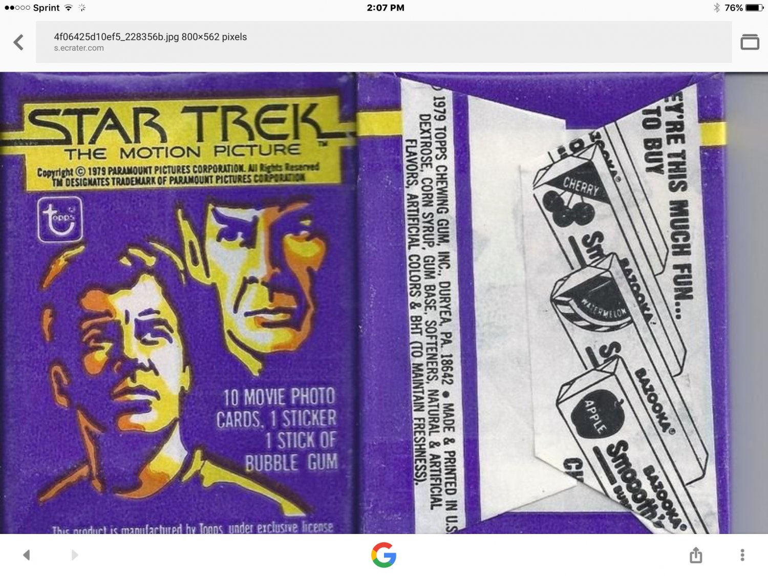 1979 star trek movie cards
