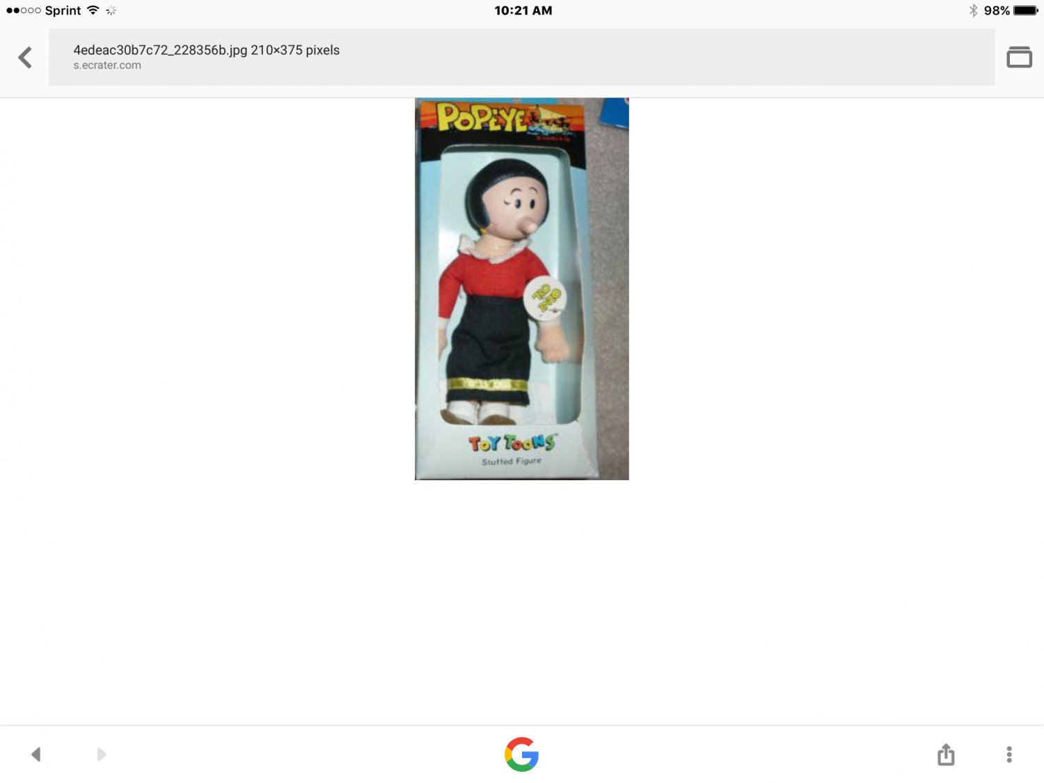 1990 olive oyl 8" plush