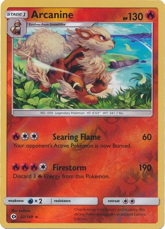 Arcanine - 22/149 - Rare Reverse Holo Pokemon Card