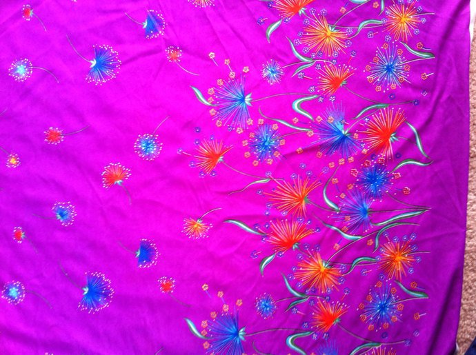 64" wide 4 yards Bright Purple Border Print