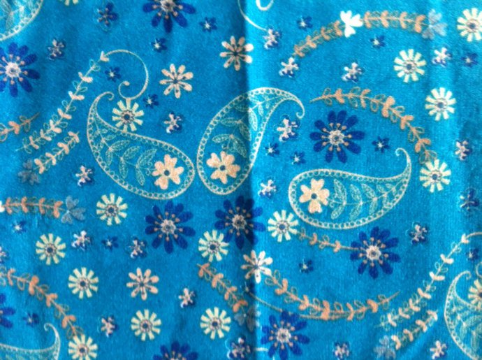 62" wide 2 yards Teal with Gold and Navy Blue