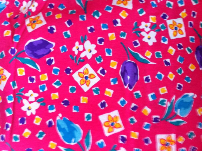 60" wide 1 yard 8 1/2" Pink Knit with Tulips