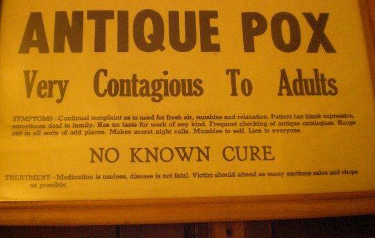 WARNING! "ANTIQUE POX" Vintage Framed Sign Notice, FUNNY, except those who've contracted It!