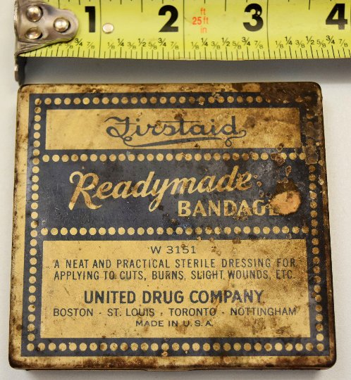 Prior BAND-AIDS, were Adhesive Bandages, here's UDC's 'Readymade' Bandage First Aid Tin, 1920's
