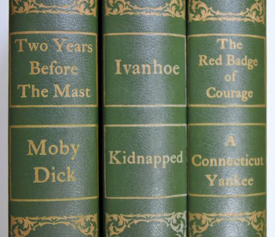 "Moby Dick","2 Yrs b4 Mast","Ivanhoe","Kidnapped","Red Badge Courage","Connecticut Yankee"