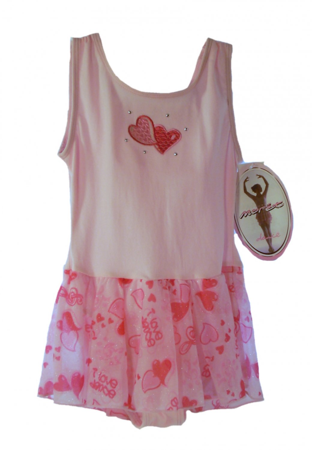Jacques Moret Dance Girl's Pink Heart Tank Skirted Leotard X-Small