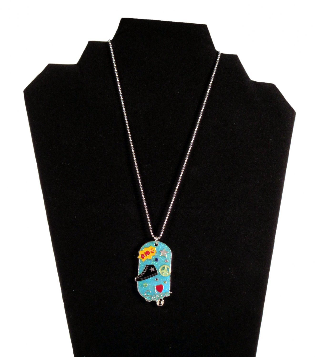Justice Girls OMG I Love Soccer Sport Dog Tag Fashion Necklace