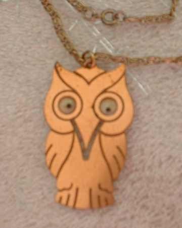 Copper Owl Pendant Necklace Moving Eyes