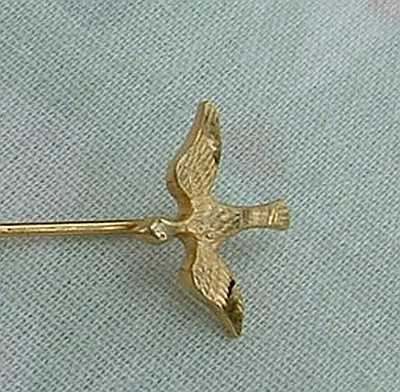 Gold Filled Hat Pin Duck Goose Bird Signed Jewelry