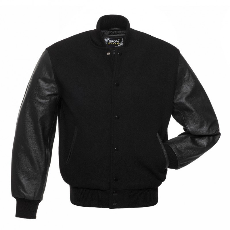 New DC Letterman Black wool Black leather sleeves varsity jacket size xs