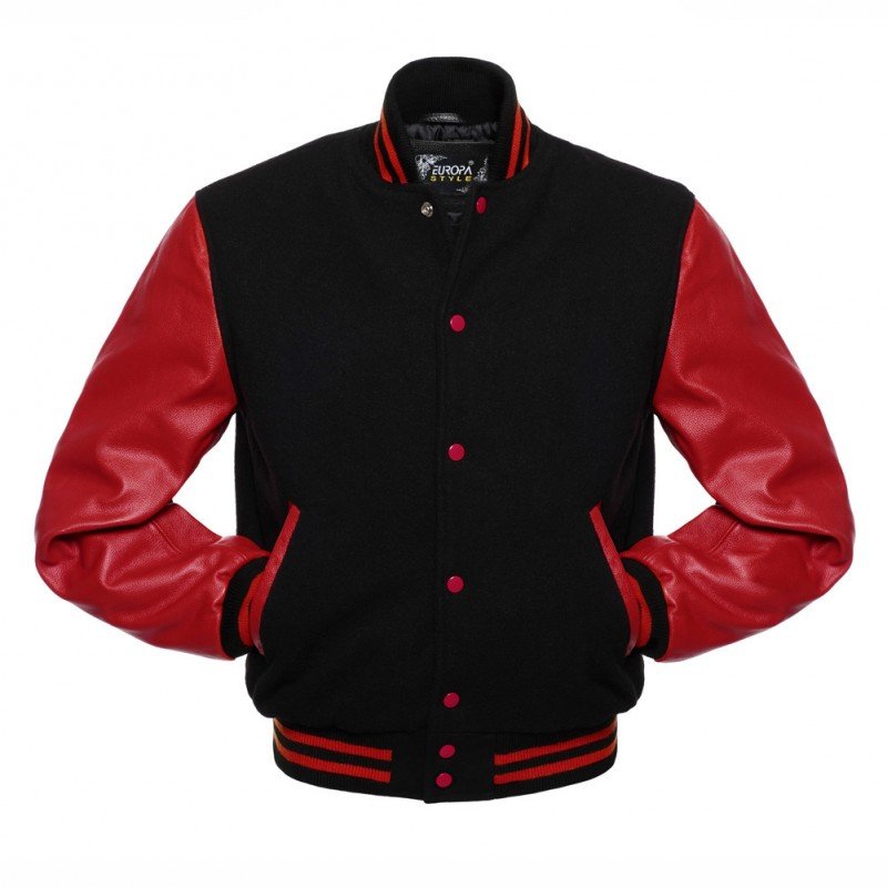 New DC Letterman Black wool Red leather sleeves varsity jacket size m
