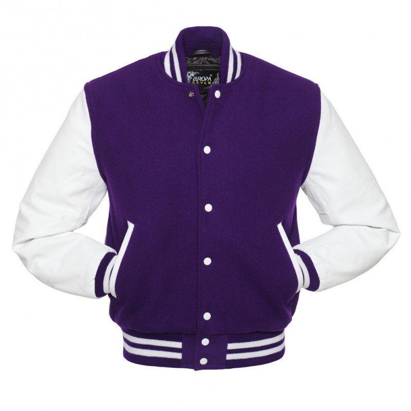New DC Letterman Purple wool White leather sleeves varsity jacket size xl