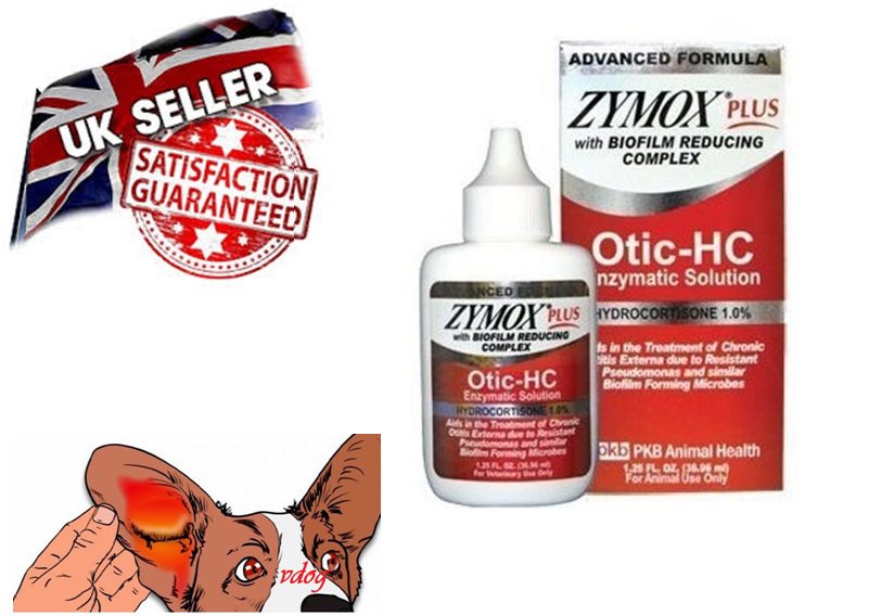 Zymox Otic PLUS Enzymatic Solution 1% Hydrocotisone Dogs/Cats Ear Treatment Otitis 1.25oz UK SELLER