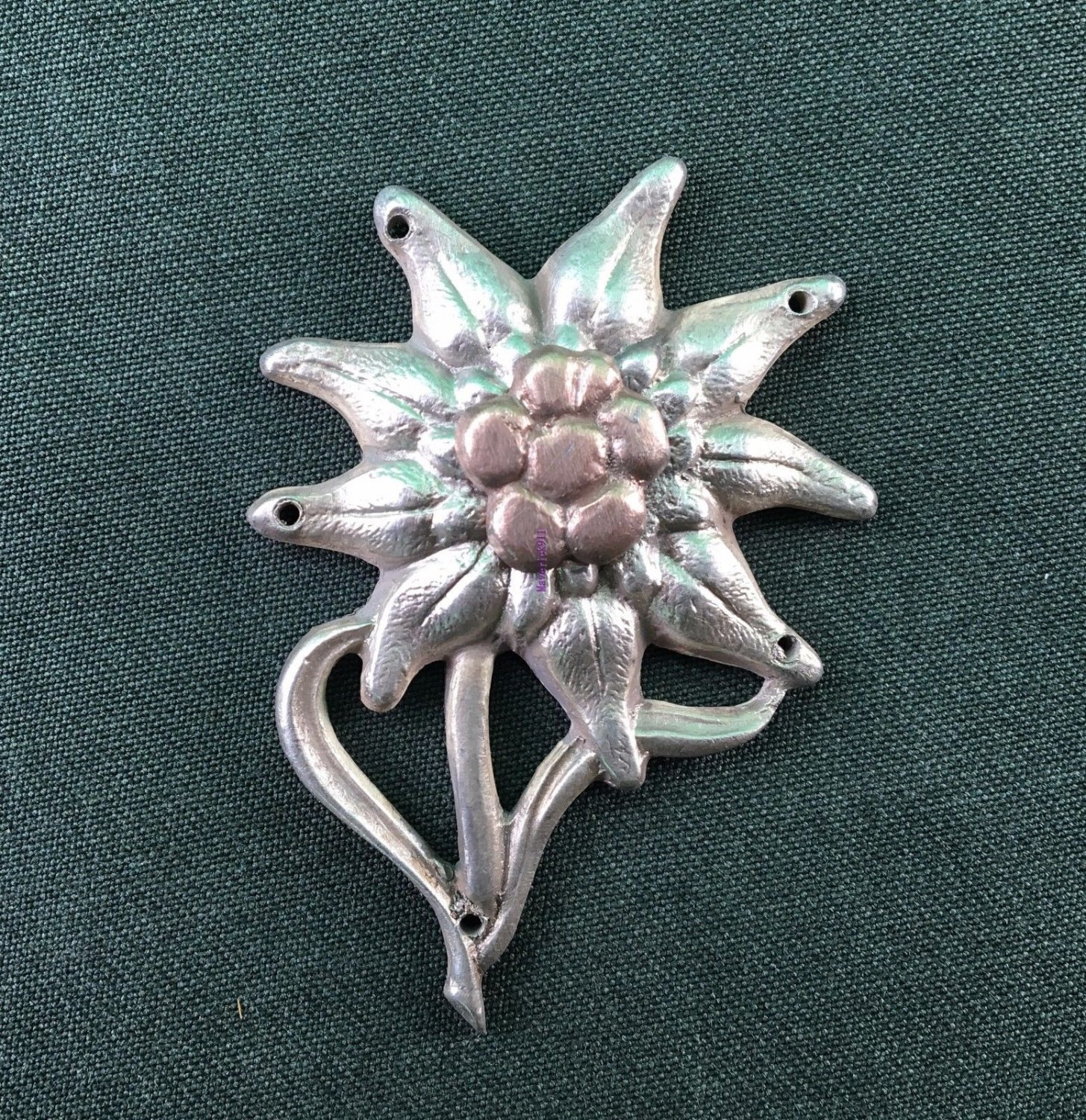 WWII German Officer Edelweiss mountain metal Cap Badge Insignia