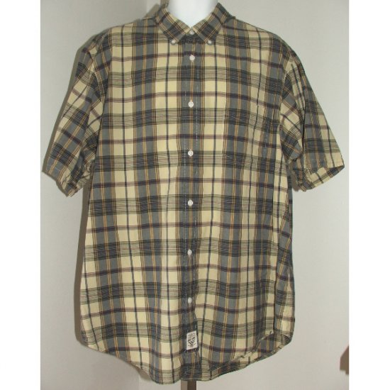 RALPH LAUREN Tan Blue Plaid Shirt XXL