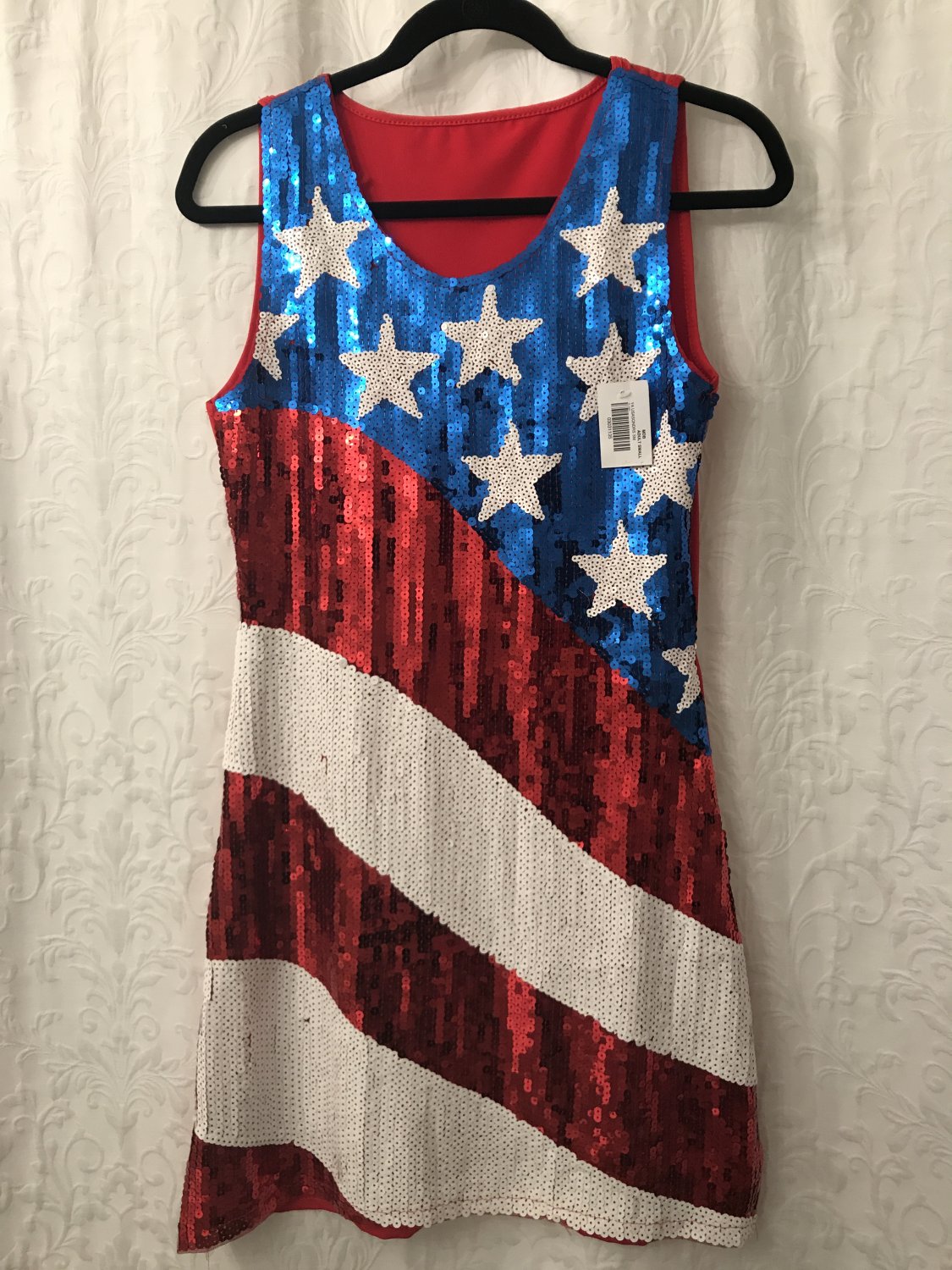 NEW Sequined Front Red Tank Dress - Sz S