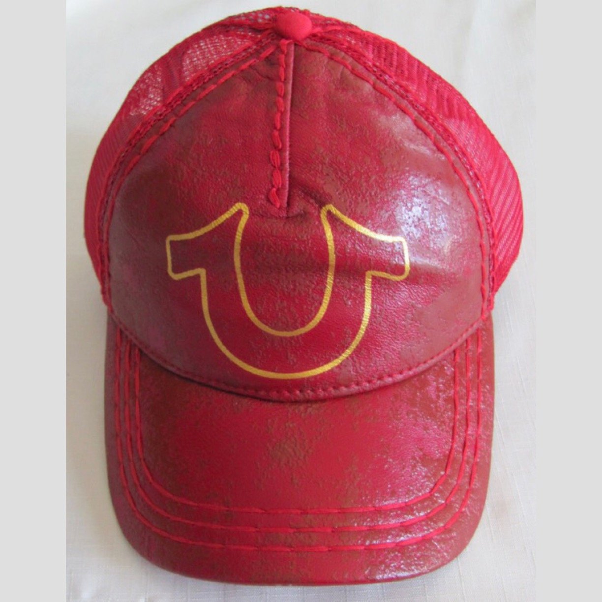 NWOT AUTHENTIC True Religion Red Leather Cap