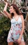 TWO PIECE FLORAL PRINTED BABY DOLL & LACE CUPS W/ MATCHING G-STRING
