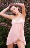 TWO PIECE MESH & LACE TRIM WRAP BABYDOLL W/ MATCHING THONG
