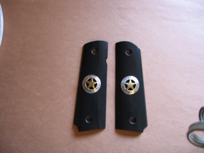 GRIPCRAFTER BLACK TEXAS STAR 1911 COLT KIMBER GRIPS