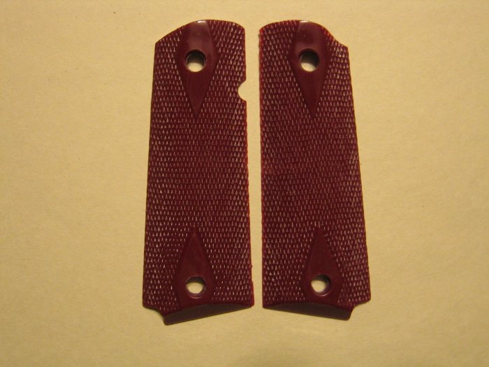 GRIPCRAFTER MAROON RED DOUBLE DIAMOND COLT KIMBER 1911 GRIPS
