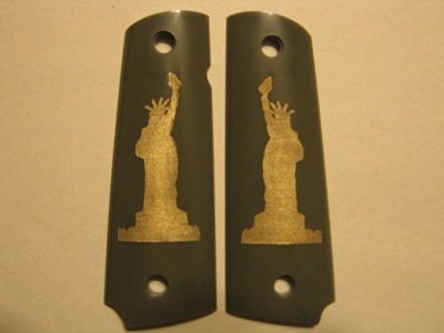 GRIPCRAFTER 18KT GOLD O.D GREEN STATUE OF LIBERTY 1911 COLT KIMBER GRIPS