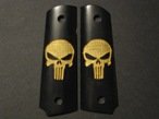 BLACK 18KT GOLD PUNISHER OFFICER SIZE 1911 COLT KIMBER GRIPS