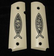 GRIPCRAFTER SIM. IVORY ICHTHUS 1911 COLT KIMBER GRIPS