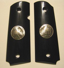 GRIPCRAFTER BLACK COMPACT OFFICER SIZE BUFFALO NICKEL Colt 1911 grip