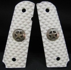 GRIPCRAFTER SIM. IVORY PORKYPINE SILVER TEXAS STAR 1911 COLT KIMBER GRIPS