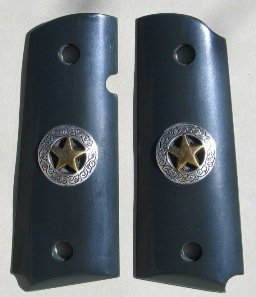 GRIPCRAFTER BLACK GOLD AND SILVER TEXAS STAR 1911 COLT KIMBER GRIPS