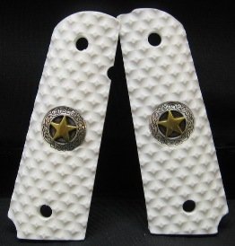 GRIPCRAFTER SIM. IVORY GOLD AND SILVER TEXAS STAR PORKYPINE 1911 COLT KIMBER GRIPS