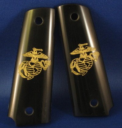 GRIPCRAFTER BLACK 18KT GOLD US MARINE 1911 COLT KIMBER GRIPS