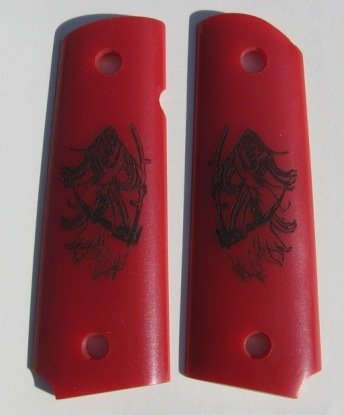 GRIPCRAFTER RED GRIM REAPER 1911 COLT KIMBER GRIPS