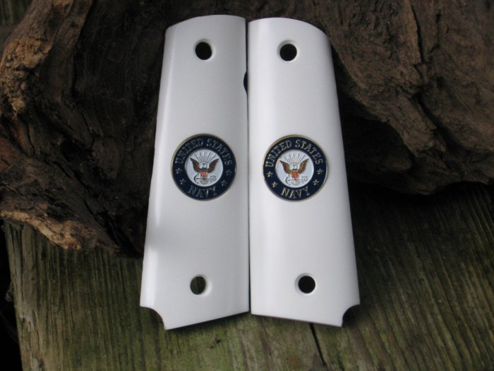 GRIPCRAFTER SIM.IVORY GRITTY GRIP NAVY COLT KIMBER 1911 GRIPS