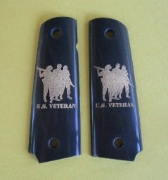 GRIPCRAFTER BLACK 18KT GOLD 3 MEN US VETERAN 1911 COLT KIMBER GRIPS