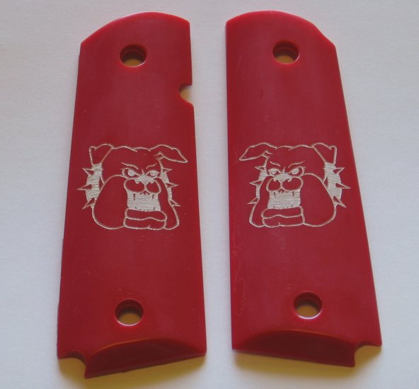 GRIPCRAFTER ENGRAVED 'Red Bulldog' COLT KIMBER GRIPS