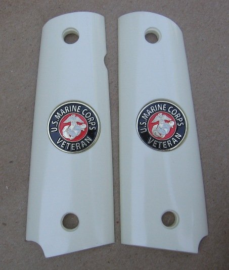 GRIPCRAFTER SIM.IVORY 'U.S. MARINE CORPS' COLT KIMBER 1911 GRIPS