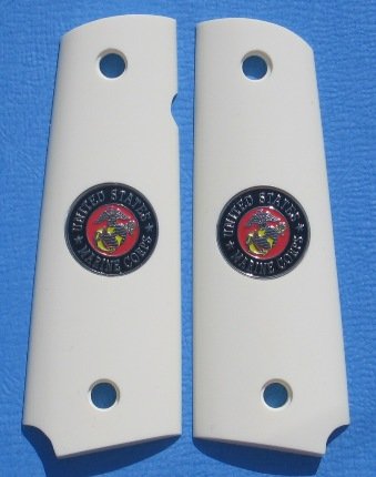 GRIPCRAFTER Gritty grip SIM.IVORY U.S.MARINE' 1911 COLT KIMBER GRIPS