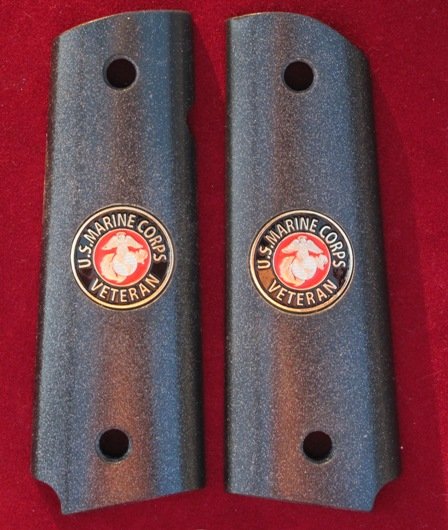 GRIPCRAFTER BLACK GRITTY GRIP USMC VETERAN 1911 COLT KIMBER GRIPS